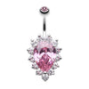Pink/Clear Sparkle Dazzle Droplet Multi Gem Belly Button Ring