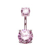 Pink Gem Prong Sparkle Belly Button Ring