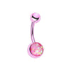 Pink Opal Glitter Shower Belly Button Ring