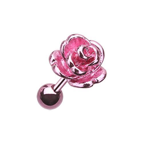 Pink Rose Tragus Cartilage Barbell Earring - 1 Piece