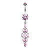Pink Crystal Tier Belly Button Ring
