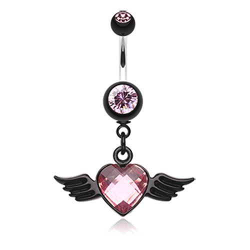 Pink Dark Love Angel Belly Button Ring