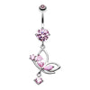 Pink Darling Butterfly Belly Button Ring