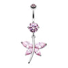 Pink Dazzling Butterfly Belly Button Ring