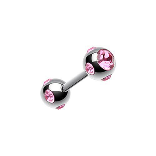 Pink Double Aurora Gem Ball Tragus Cartilage Barbell Earring - 1 Piece