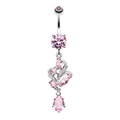 Pink Elegant Luster Vines Belly Button Ring