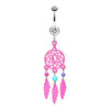 Pink Enchanted Links Dream Catcher Belly Button Ring