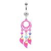 Pink Enchanted Loop Dream Catcher Belly Button Ring