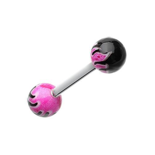Pink Flame Ball Acrylic Top Barbell Tongue Ring
