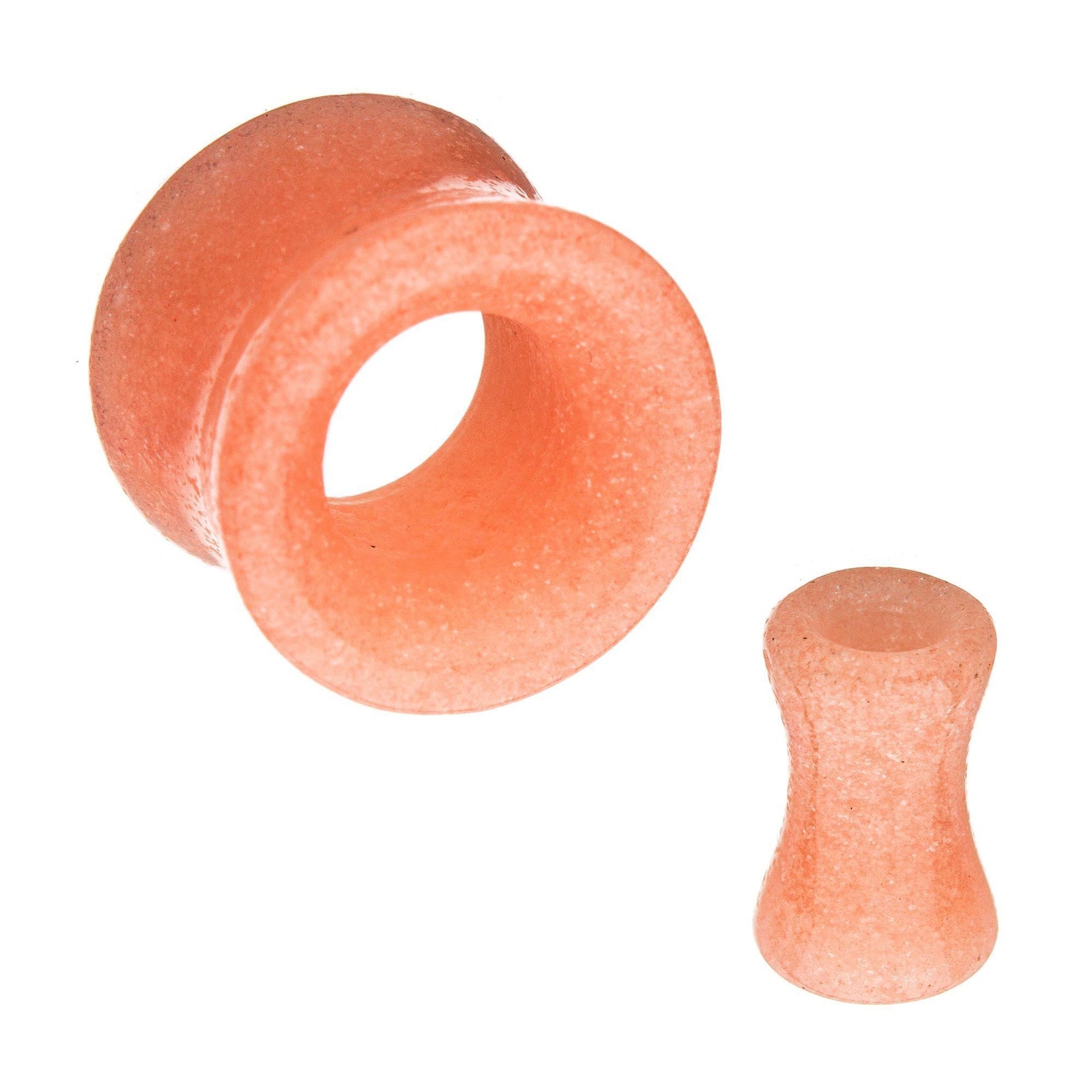 Pink Glow in the Dark Hollow Glass Double Flared Ear Gauge Tunnel Plugs - 1 Pair