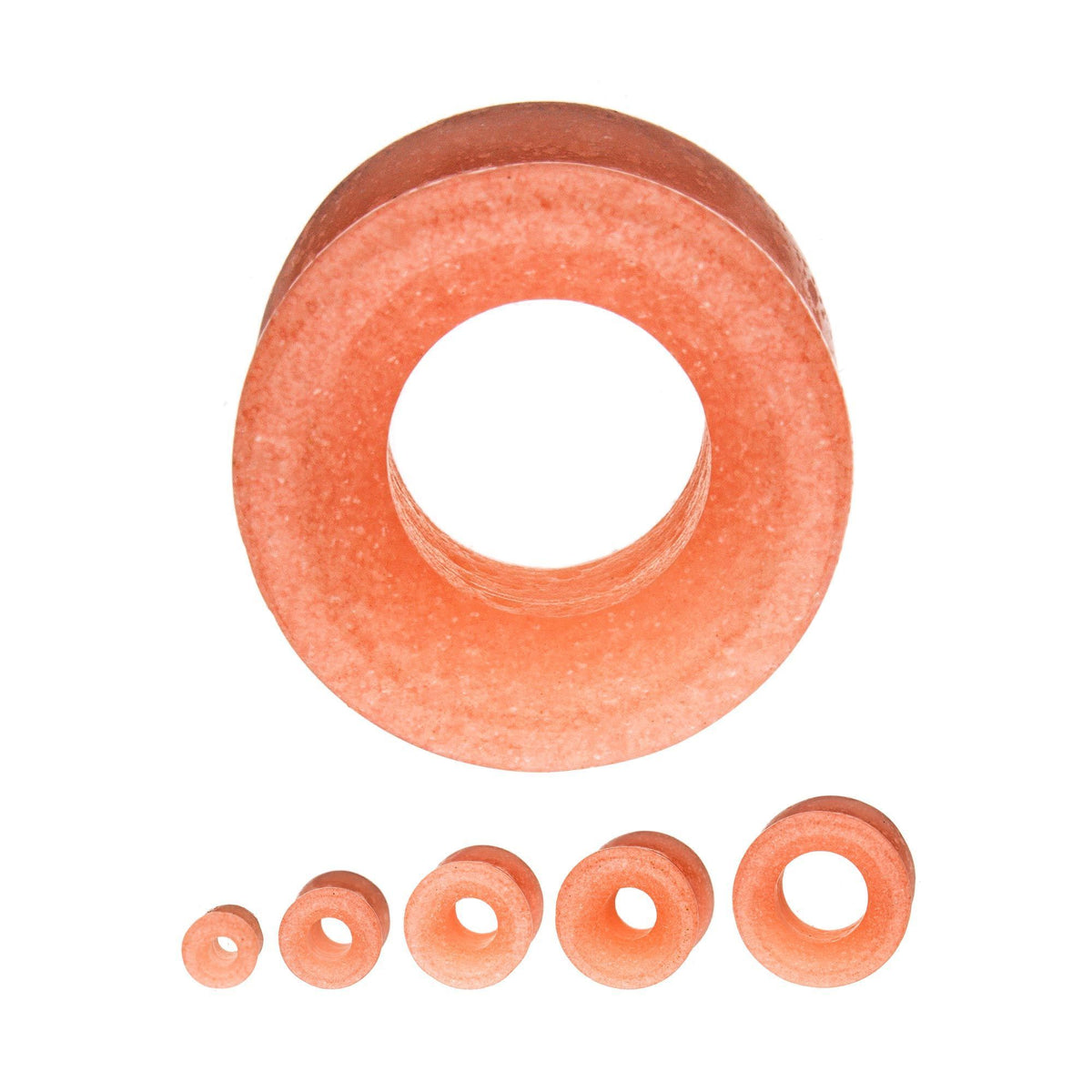 Pink Glow in the Dark Hollow Glass Double Flared Ear Gauge Tunnel Plugs - 1 Pair
