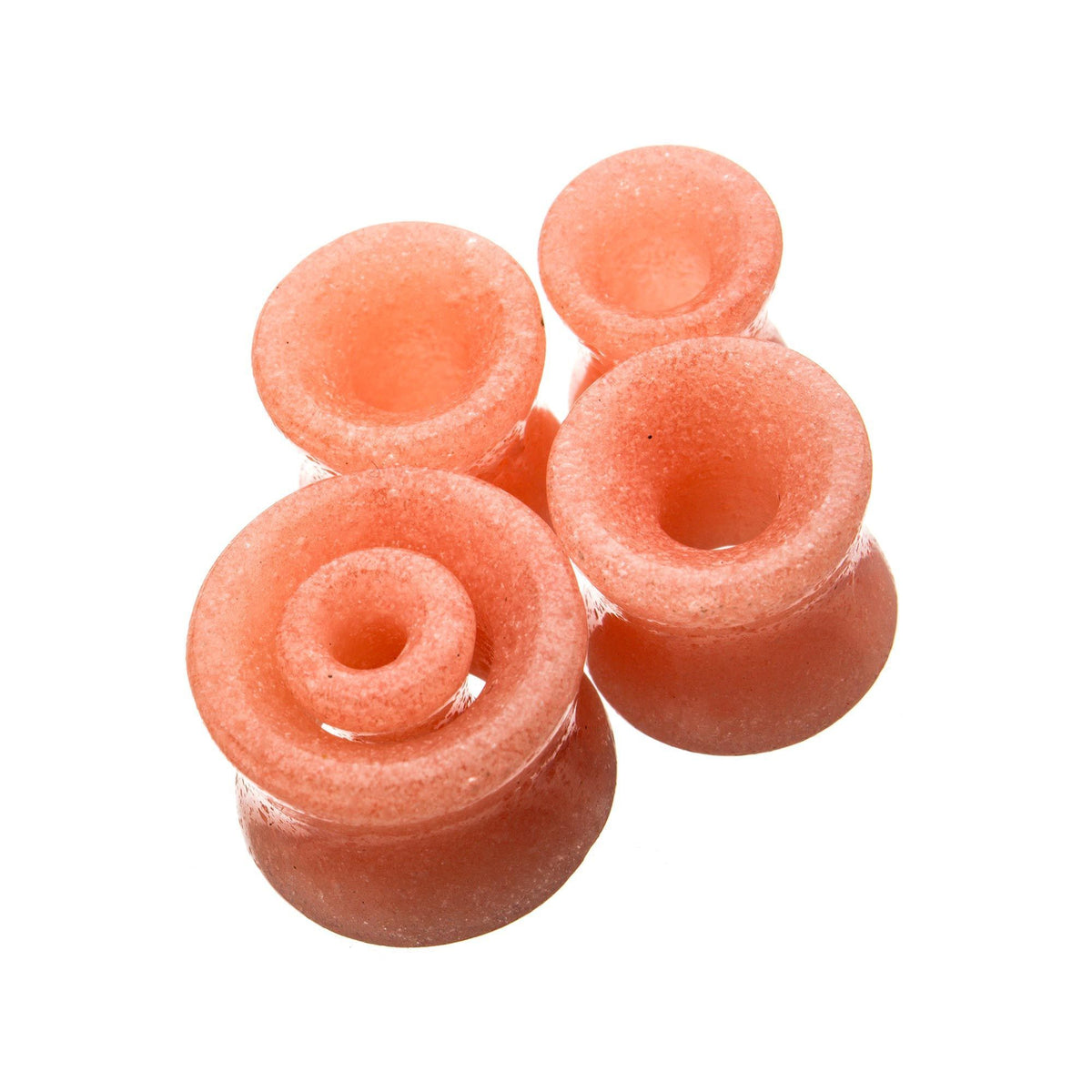 Pink Glow in the Dark Hollow Glass Double Flared Ear Gauge Tunnel Plugs - 1 Pair