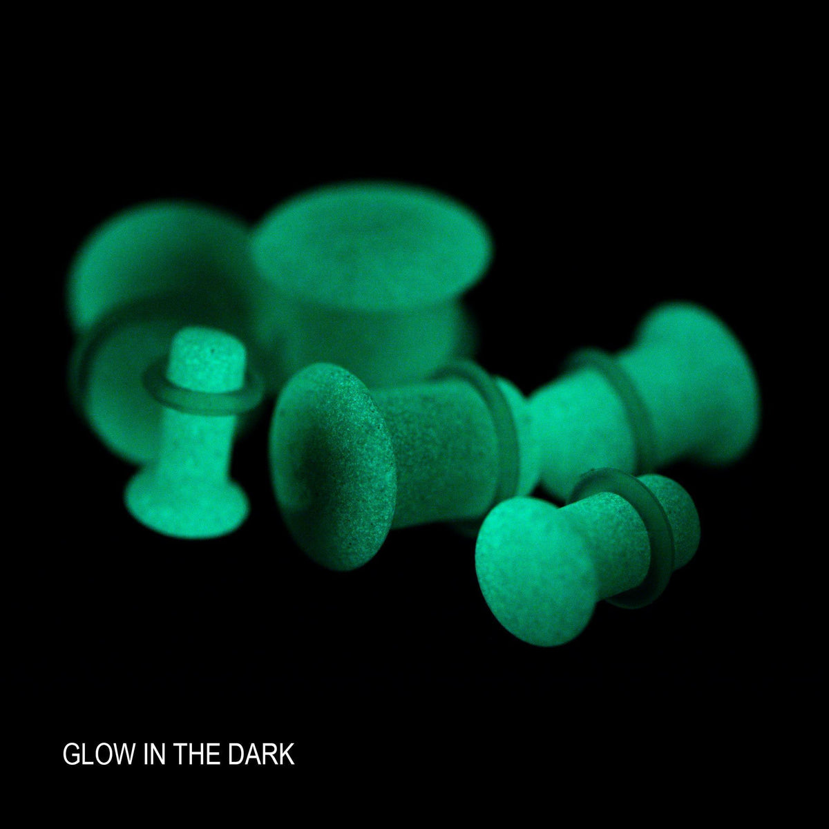 Pink Glow in the Dark Single Flare Glass Plugs - 1 Pair