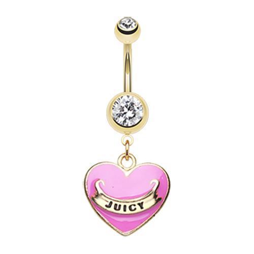 Pink Gold Juicy Banner Heart Belly Button Ring