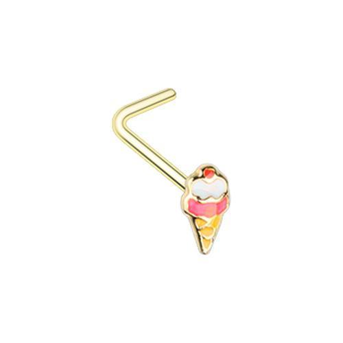 Pink Golden Summertime Sadness Ice Cream Cone L-Shape Nose Ring