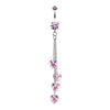 Pink Heart Crystal Drops Belly Button Ring