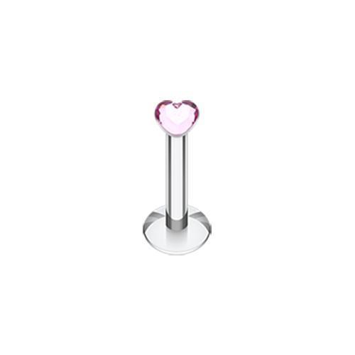 Labret Studs Pink Heart Gem Top Internally Threaded Labret -Rebel Bod-RebelBod