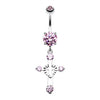 Pink Heart in Cross Belly Button Ring