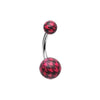 Belly Ring - No Dangle Pink Houndtooth Patterned Acrylic Belly Button Ring -Rebel Bod-RebelBod