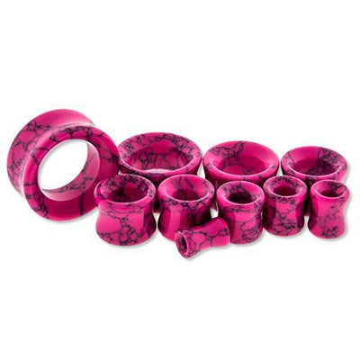 Pink Howlite Stone Double Flare Tunnel Pair - 1 Pair