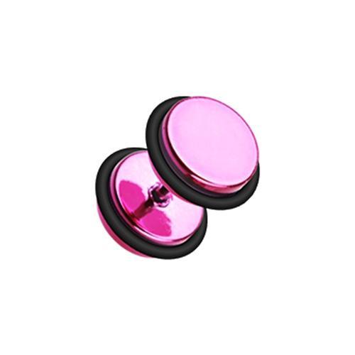 Pink Iridescent Metallic Coat Acrylic Fake Plug w/ O-Rings - 1 Pair