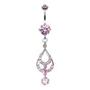 Pink Layered Teardrop Sparkle Belly Button Ring