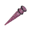 Pink Leopard Skin Acrylic Ear Stretching Taper - 1 Pair