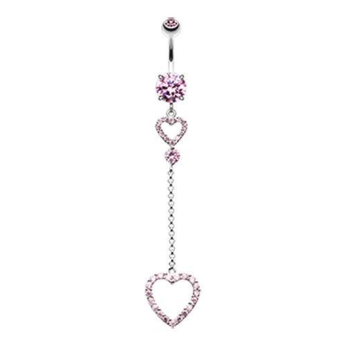 rygai Belly Button Ring Sexy Hypoallergenic Gorgeous High Gloss Elegant  Fashion Jewelry Stainless Steel Shiny Rhinestone Love Heart Navel Body  Piercing Dangle Ring for Daily,Pink - Walmart.com