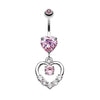 Pink Lusterous Double Heart Belly Button Ring