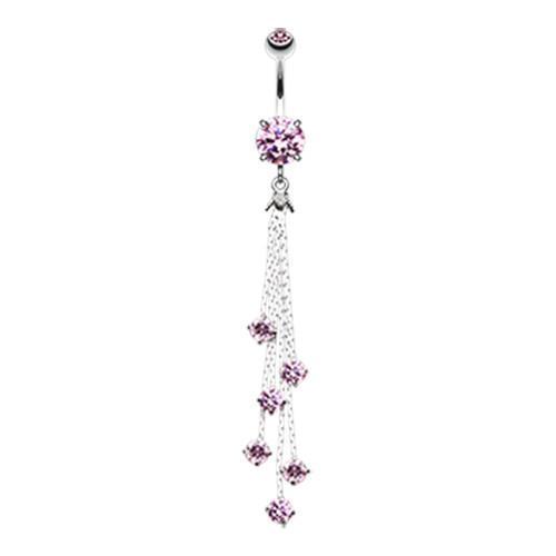 Pink Lustre Drops Belly Button Ring