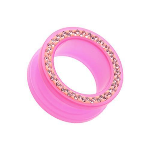 Pink Multi-Sprinkle Dot Neon Acrylic Flesh Tunnel Ear Gauge Plug - 1 Pair