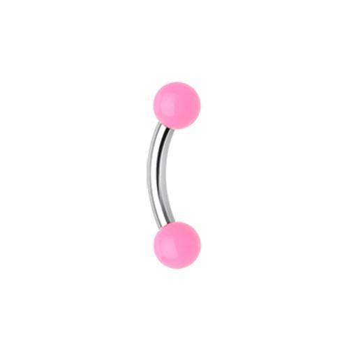 Pink Neon Acrylic Curved Barbell Eyebrow Ring