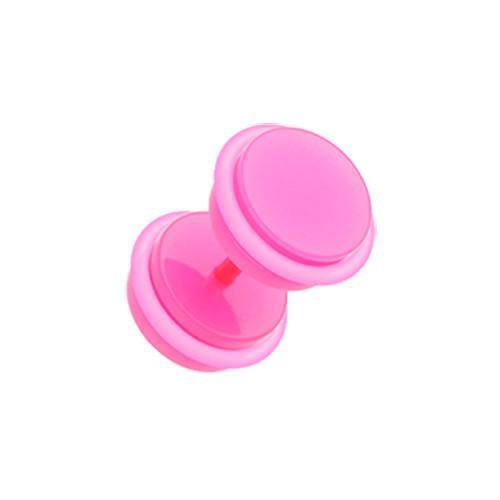 Pink Neon Acrylic Fake Plug w/ O-Rings - 1 Pair