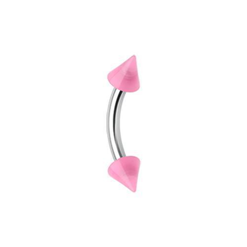 CURVED BARBELL Pink Neon Acrylic Spike Ends Curved Barbell Eyebrow Ring -Rebel Bod-RebelBod