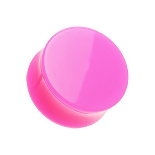 Pink Neon Acrylic Double Flared Ear Gauge Plug - 1 Pair