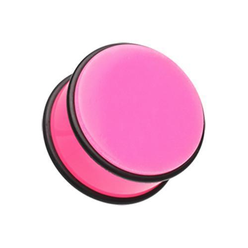 Pink Neon Acrylic No Flare Ear Gauge Plug - 1 Pair