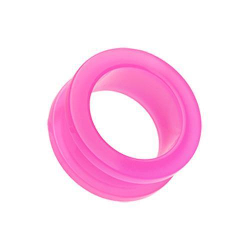 Pink Neon Acrylic Screw-Fit Ear Gauge Tunnel Plug - 1 Pair