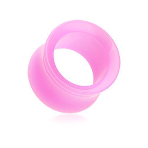 Pink Neon UV Acrylic Double Flared Ear Gauge Tunnel Plug - 1 Pair