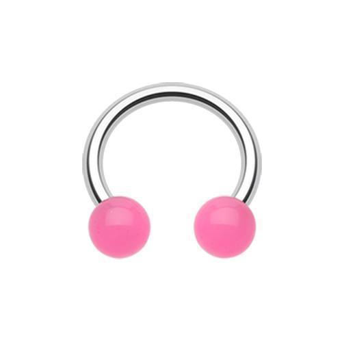 CIRCULAR BARBELL | HORSESHOE Pink Neon UV Acrylic Horseshoe Circular Barbell -Rebel Bod-RebelBod