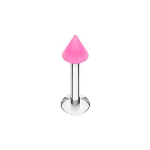 Pink Neon UV Acrylic Spike Top Labret