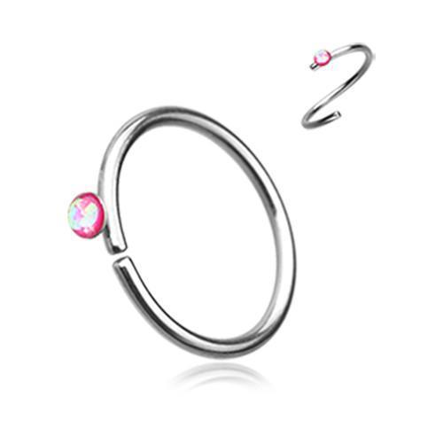 Pink Opal Sparkle Bendable Steel Nose Hoop