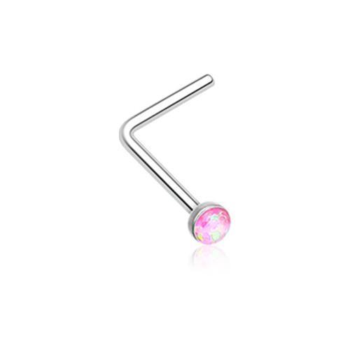 Pink Opal Sparkle L-Shaped Nose Ring