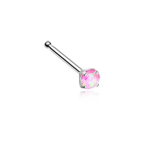 Pink Opal Sparkle Prong Set Nose Stud Ring