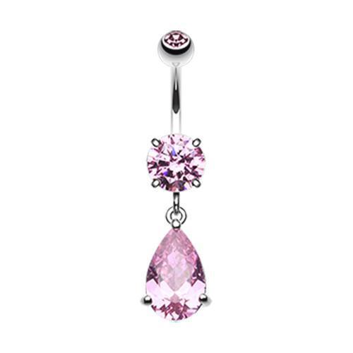 Pink Opulant Droplet Belly Button Ring