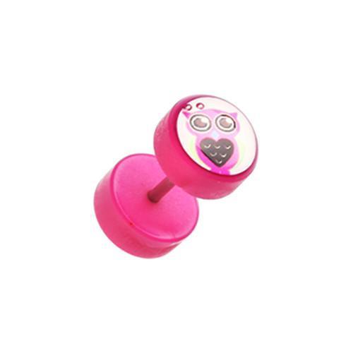 Pink Owl Acrylic Fake Plug - 1 Pair