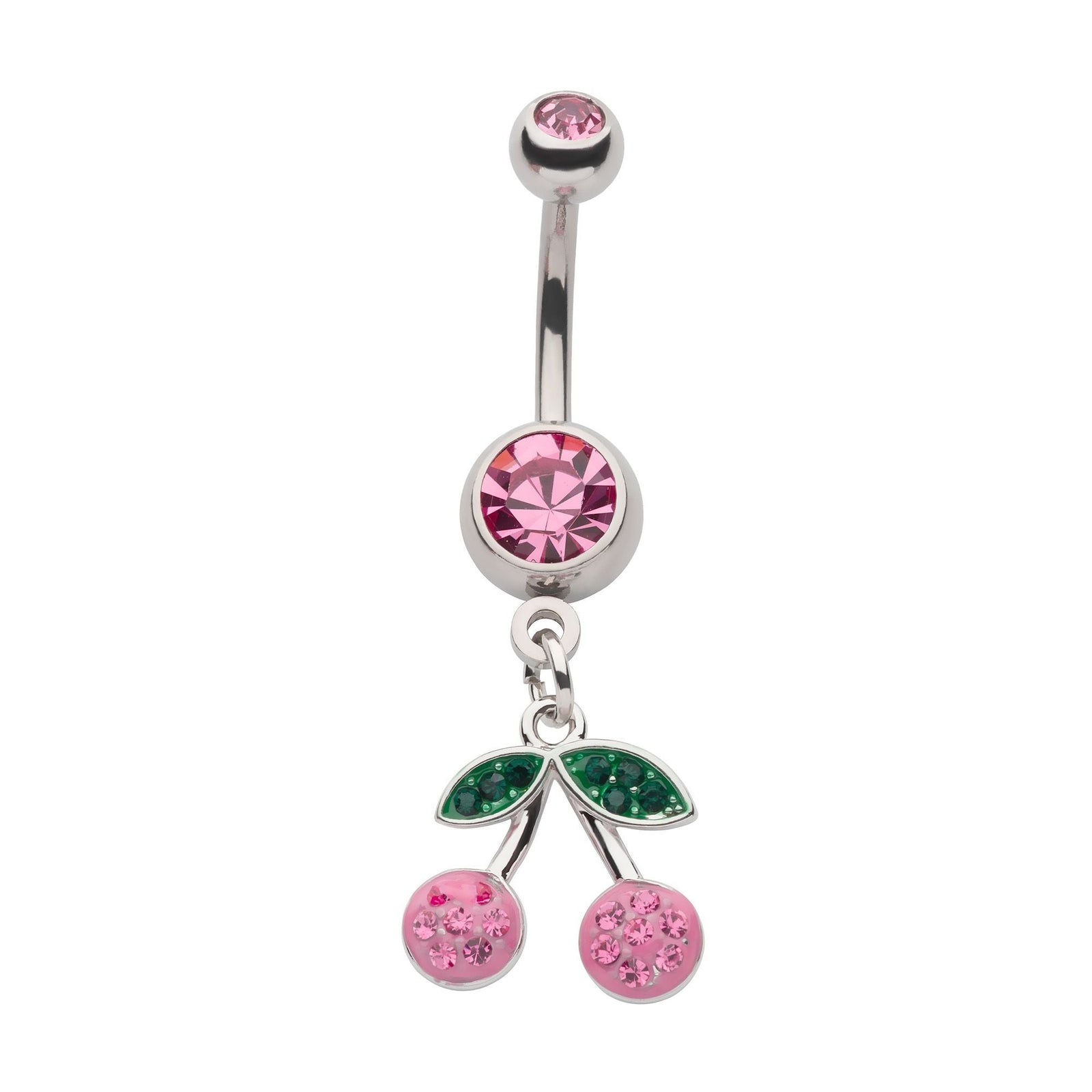 Belly Pink Pave CZ Cherry Dangle Navel nesl-22041p -Rebel Bod-RebelBod