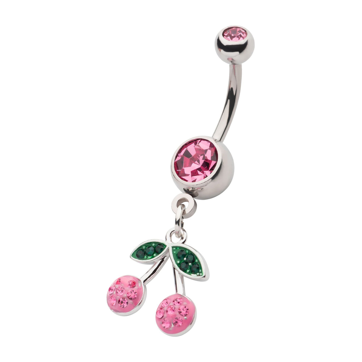 Belly Pink Pave CZ Cherry Dangle Navel nesl-22041p -Rebel Bod-RebelBod