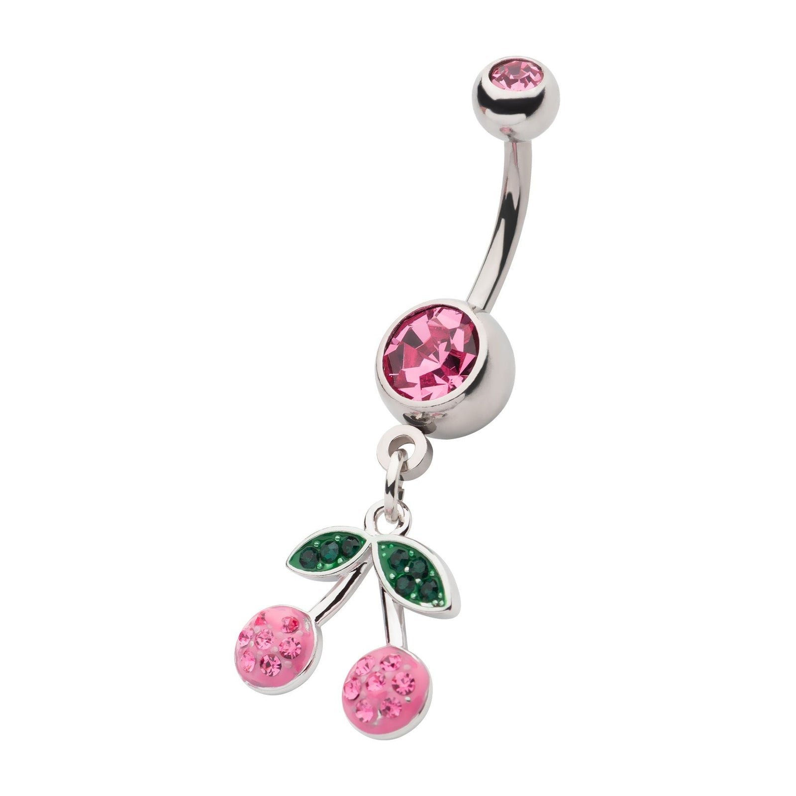 Belly Pink Pave CZ Cherry Dangle Navel nesl-22041p -Rebel Bod-RebelBod