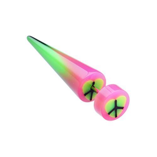 Pink Peace Heart UV Acrylic Fake Taper - 1 Pair