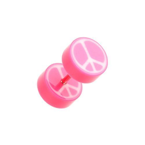 Pink Peace Retro UV Acrylic Fake Plug - 1 Pair
